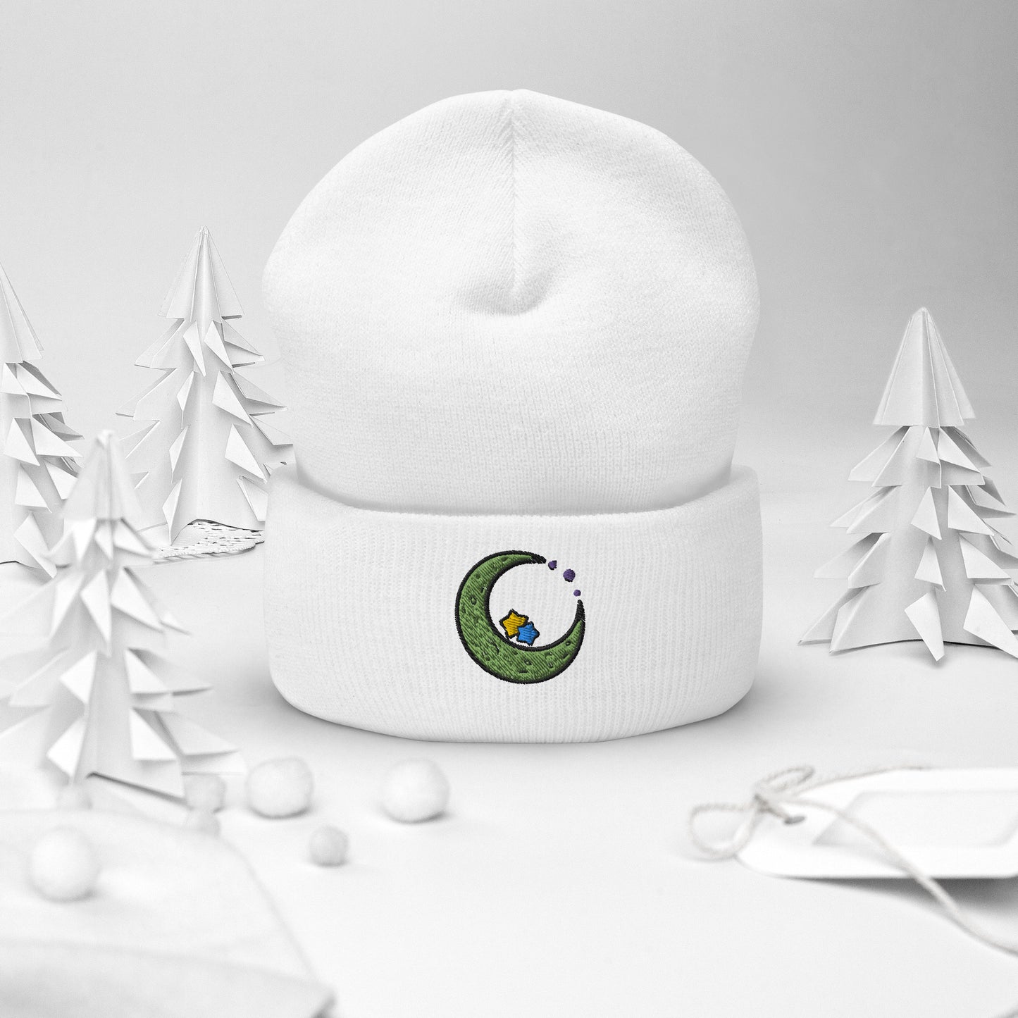 Star Moon Cuffed Beanie